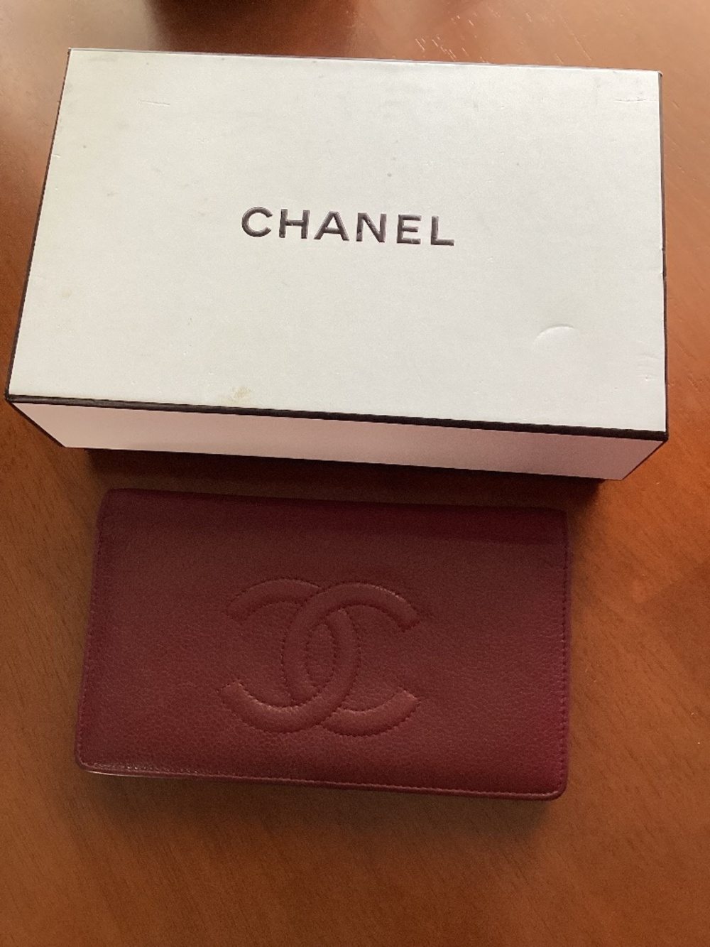 Chanel Red Leather Bifold Wallet